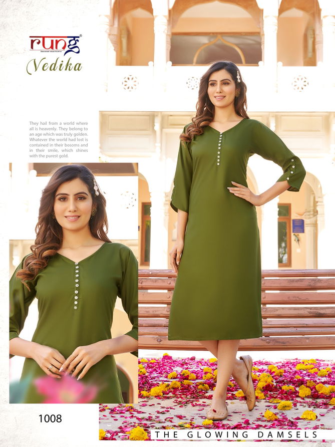 Vedika By Rung Heavy Rayon Designer Kurtis Wholesale Price In Surat